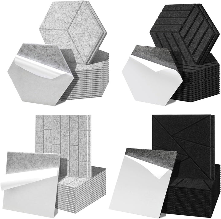 Fiqops 18er Hexagon Akustikpaneele Selbstklebend Akustikplatten Schwarz Hohe Dichte Schallabsorber P