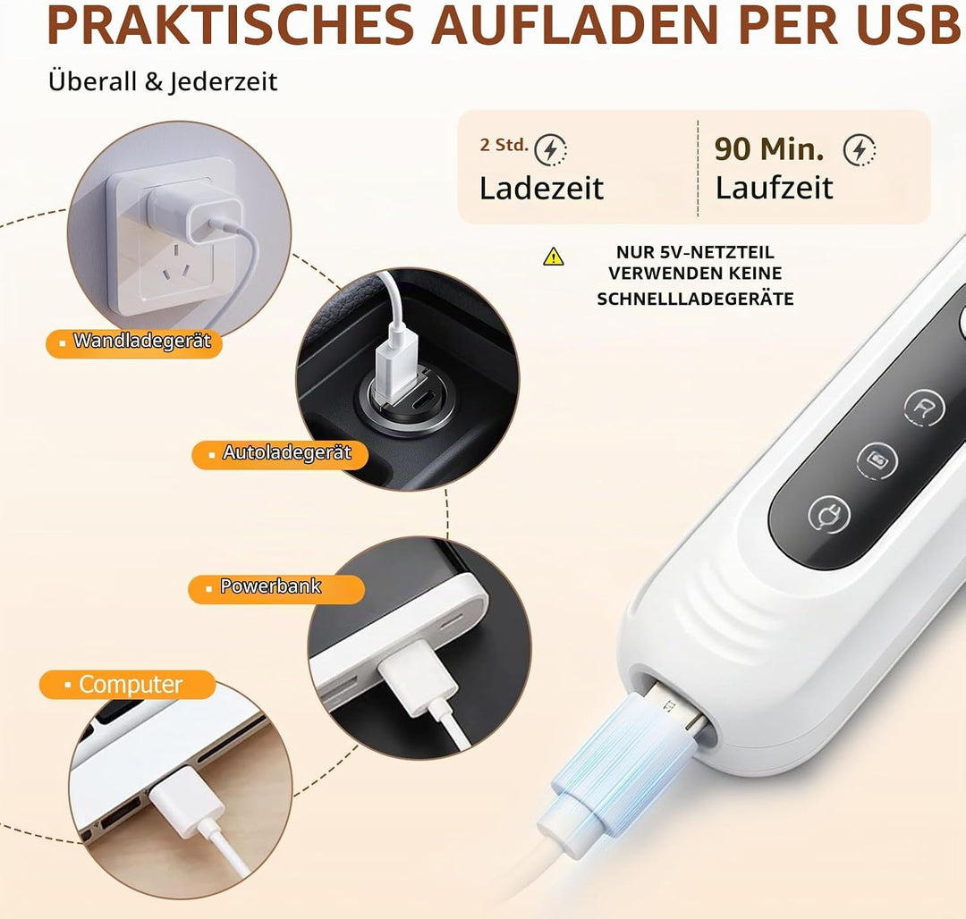Pfotentrimmer für Hunde &amp; Katzen mit LED Licht, Superleise/Wiederaufladbarer/18 mm breite Klinge Pfo