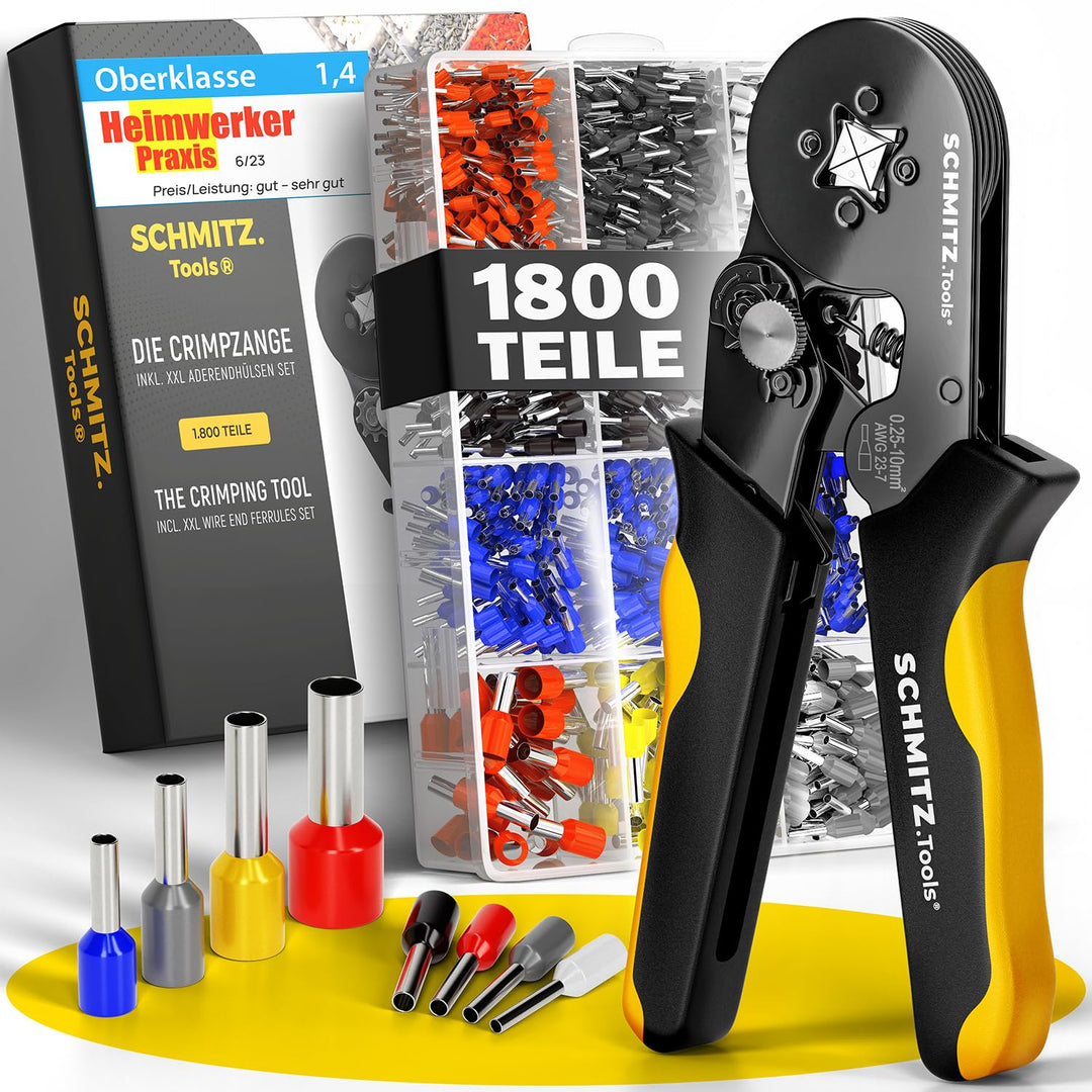 Crimpzangen Set von SCHMITZ.Tools® [1800 Teile] - Premium Aderendhülsen Zange [0,25– 10mm2] - Krimpz