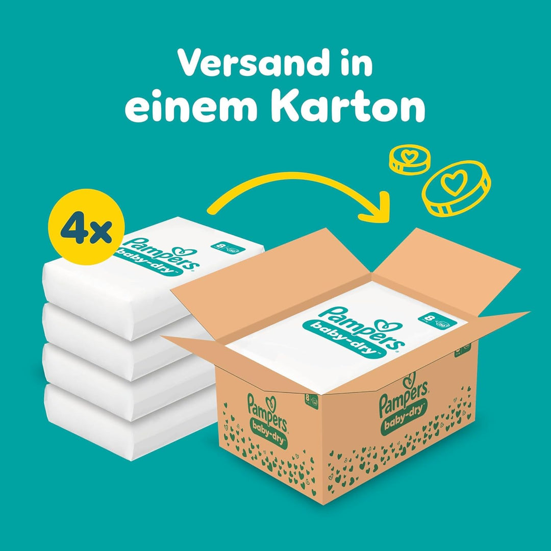Pampers Windeln Grösse 8 (17kg+) Baby-Dry, Extra Large, MONATSBOX, bis zu 12 Stunden Rundum-Auslaufs