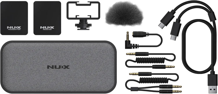 NUX B-10 Vlog 2,4 GHz kabelloses Lavalier-Mikrofonsystem | Mini-Clip-On-Mikrofon für Kamera, iPhone,