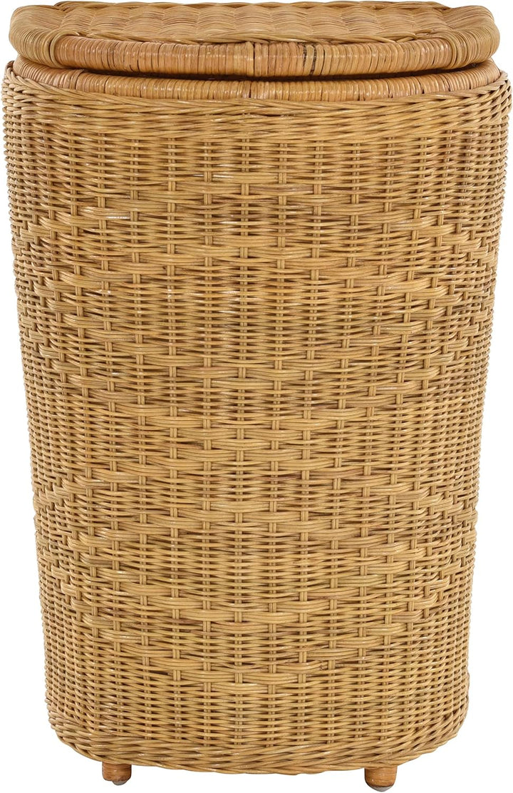 Edle Rattan Wäschetonne Wäschekorb mit Deckel Korb Aufbewahrung für Wäsche mit Inlett Wäschesammler