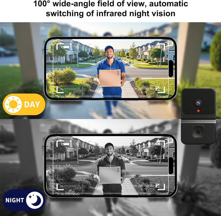 Video Türklingel mit Kamera,2.4GHz WLAN-Videotürklingel-Sicherheitskamera,Smarte Video Türklingel mi
