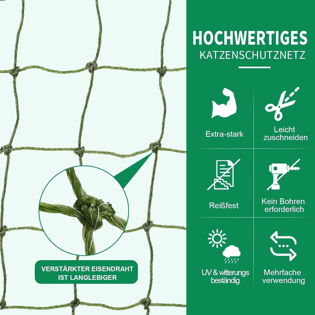 Tatamiyya Katzennetz Für Balkon, Katzennetz Drahtverstärkt 2x3m, Balkonnetz ist Robust Biss- Und Rei