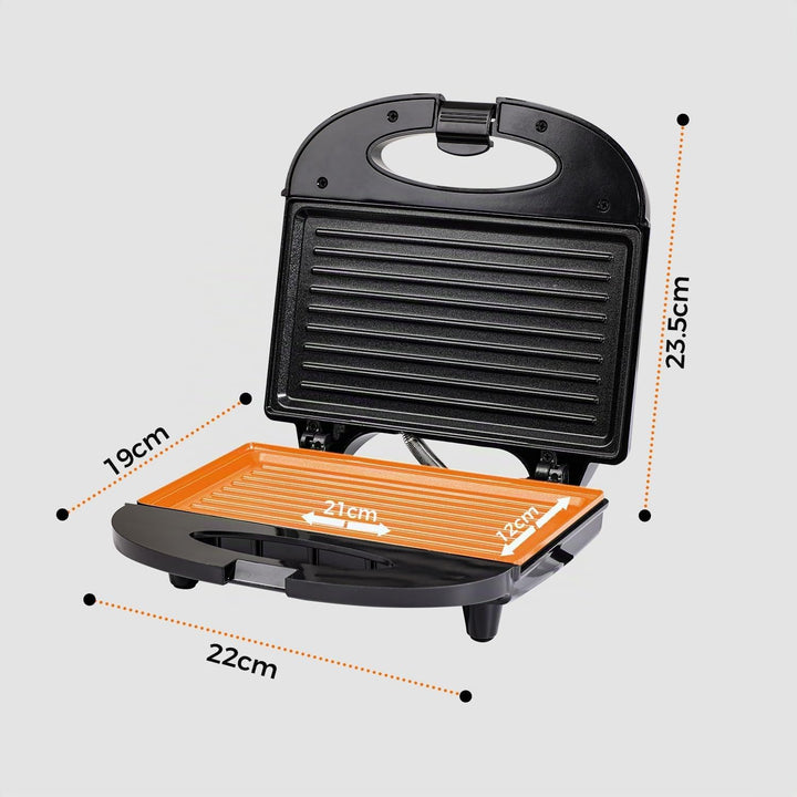 Nirva Doppel Sandwichmaker - 750 W, BPA-frei &amp; Antihaftbeschichtung, klassische Streifenform für 2 S