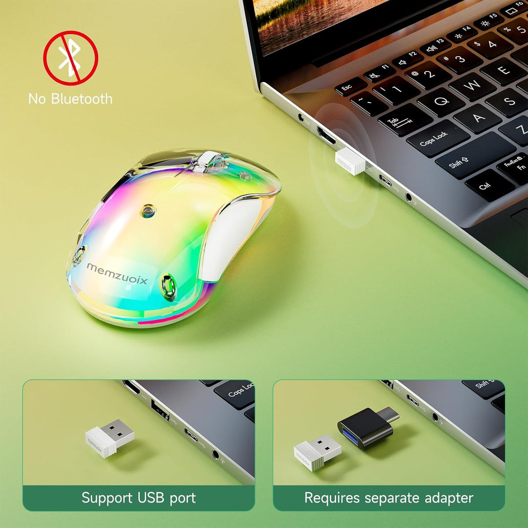 memzuoix LED Kabellose Maus – Wiederaufladbare 2.4G Optische Maus mit Magnetischer Abdeckung, Sanfte