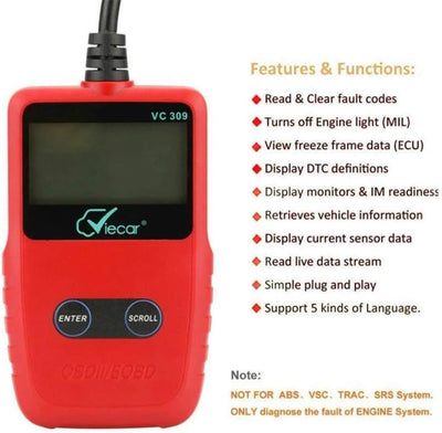 Universal OBD2 Lesegerät,MoreChioce Auto OBDII-Fehlercodeleser Fahrzeugdiagnosetool mit Ausschalten