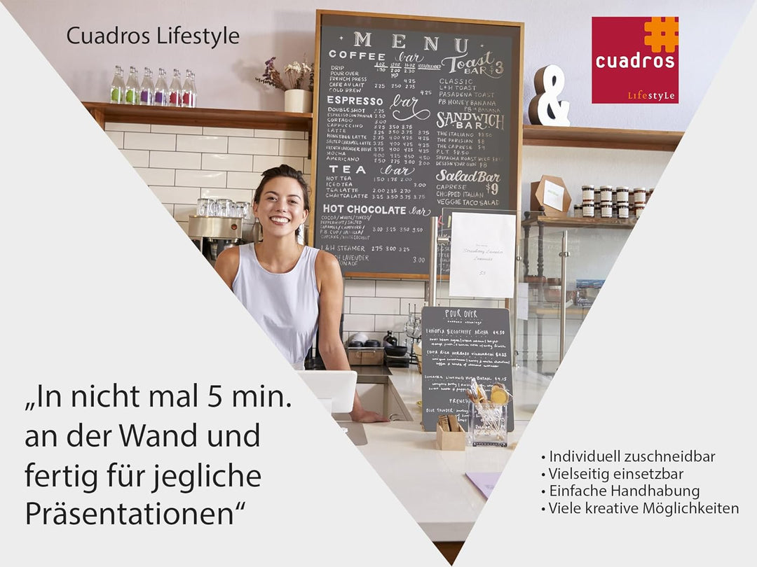 Cuadros Lifestyle Tafelfolie 100x150 cm | Magnetische und Selbstklebende Vinyl- Kreidefolie | Magnet