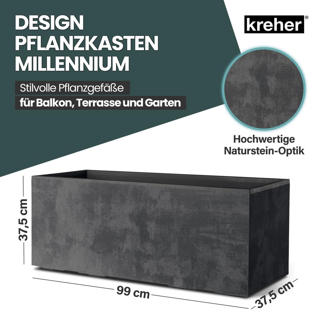 Kreher XL Pflanzkasten Millennium in verschiedenen Formaten und Farben. Tolle Naturstein Optik in Br