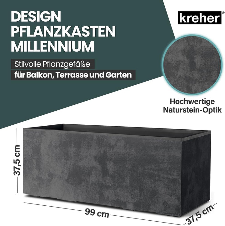 Kreher XL Pflanzkasten Millennium in verschiedenen Formaten und Farben. Tolle Naturstein Optik in Br