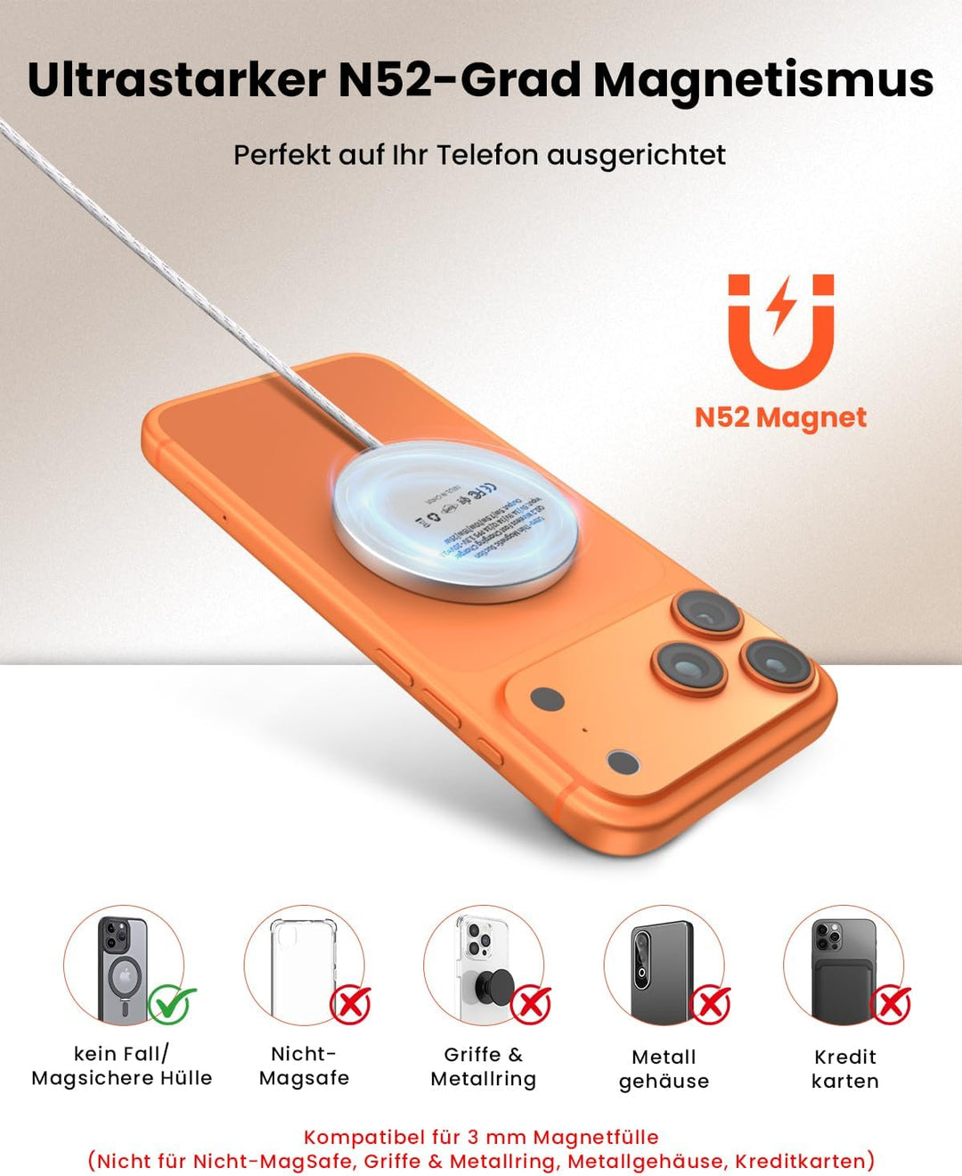 GEEKERA Qi2.2 25W magnetisches Schnellladegerät: Ultradünnes Flaches Wireless Charger für Apple MagS