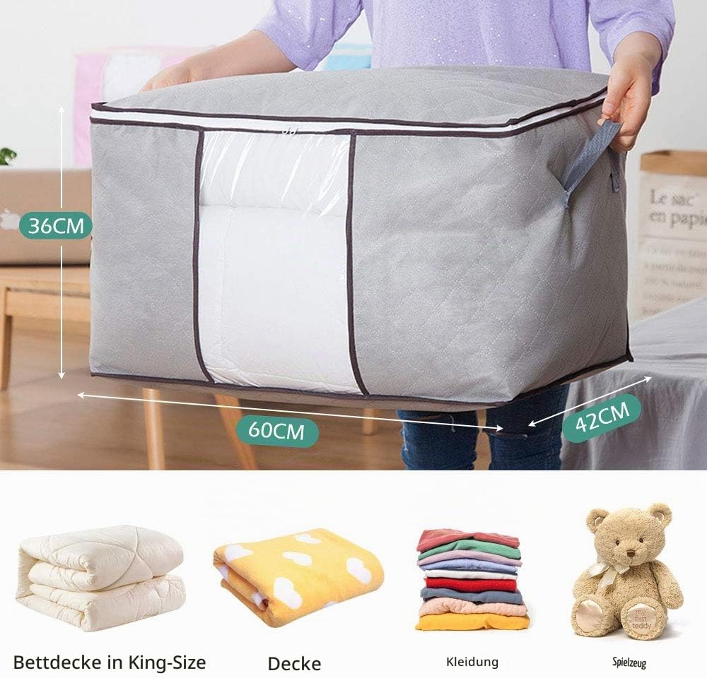 3 Stück Aufbewahrungstasche, 90L Aufbewahrungsbox mit Deckel Grosse, Faltbare Aufbewahrung Umzugskar