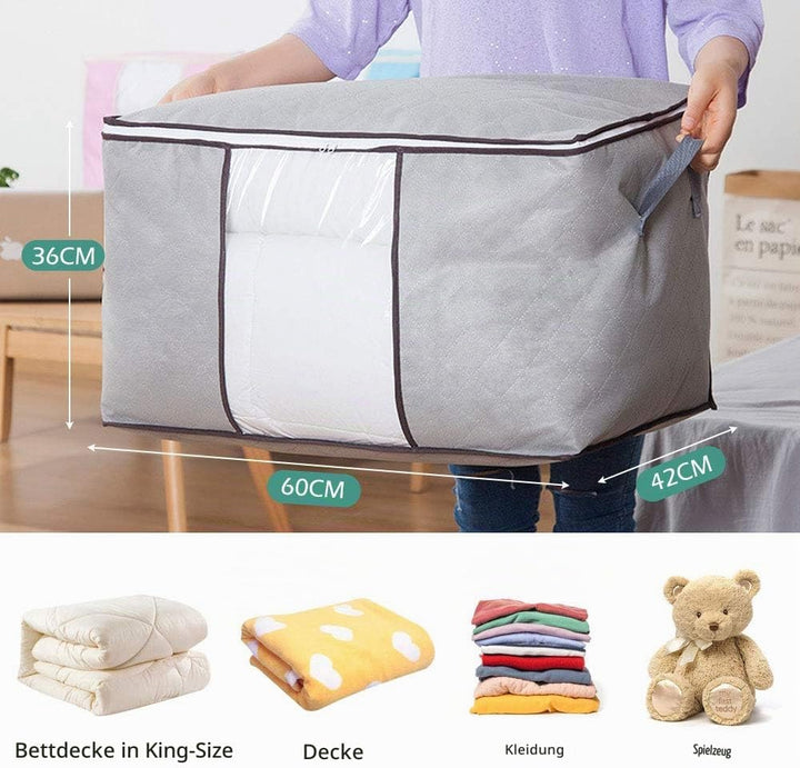 3 Stück Aufbewahrungstasche, 90L Aufbewahrungsbox mit Deckel Grosse, Faltbare Aufbewahrung Umzugskar