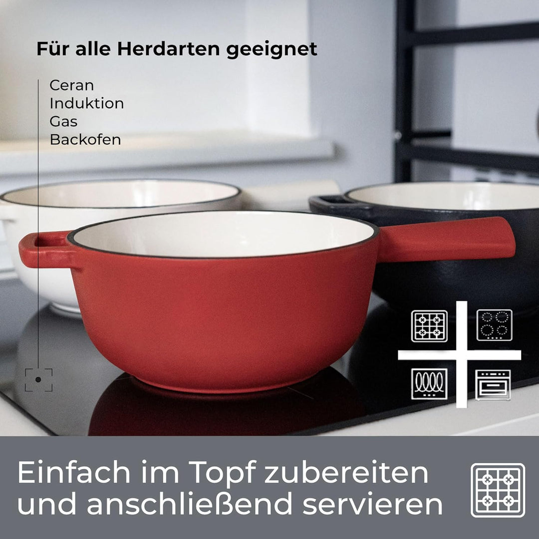 osoltus Fondue-Set für Schokoladen-, Fleisch- oder Käsefondue - Fondue-Topf für 6 Personen - emailli