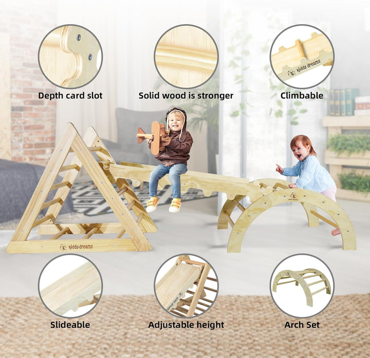 CCLIFE Kletterdreieck mit Rutsche und Kletterbogen ab 1 Jahr 6 in1 Montessori Klettergerüst Indoor P