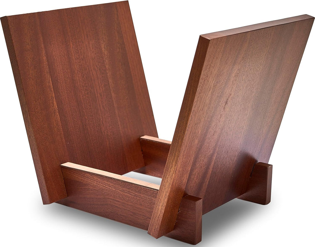 Honygebia Schallplattenhalter aus Massivholz - Sapeli-Holz Schallplattenständer, V-förmiges Albumreg