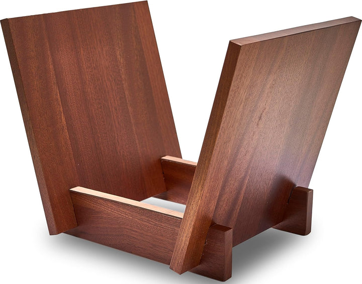Honygebia Schallplattenhalter aus Massivholz - Sapeli-Holz Schallplattenständer, V-förmiges Albumreg