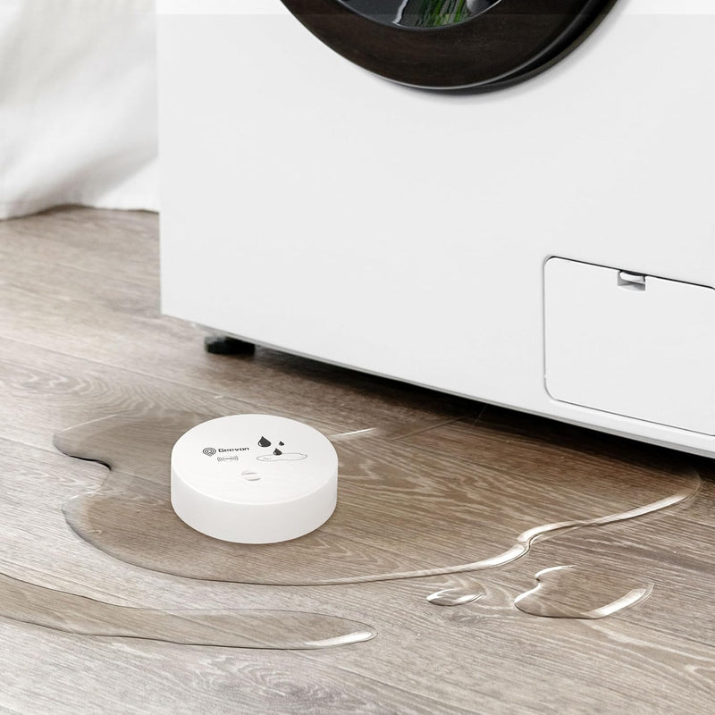 Geevon 4 Pack Wassermelder, 100dB Wassersensor Alarm Flut-Detektor für Keller, Badezimmer, Waschküch