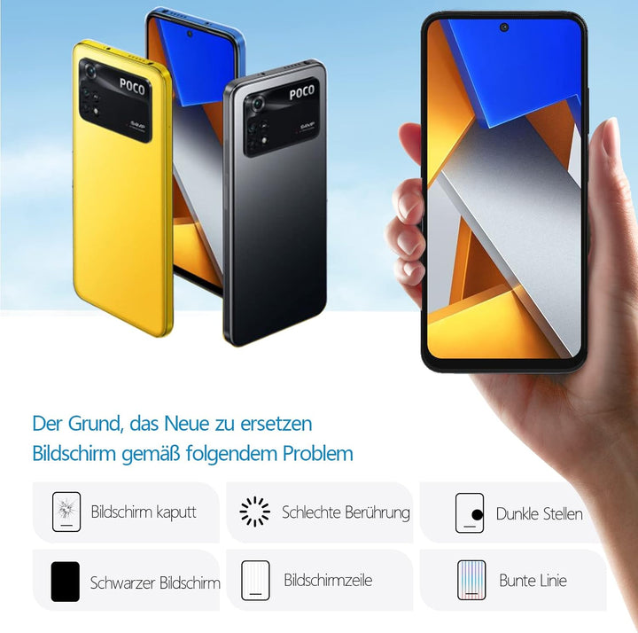 RongZy Display für Xiaomi Poco M4 Pro 4G MZB0B5VIN LCD Bildschirmersatz Digitizer Touchscreen Montie