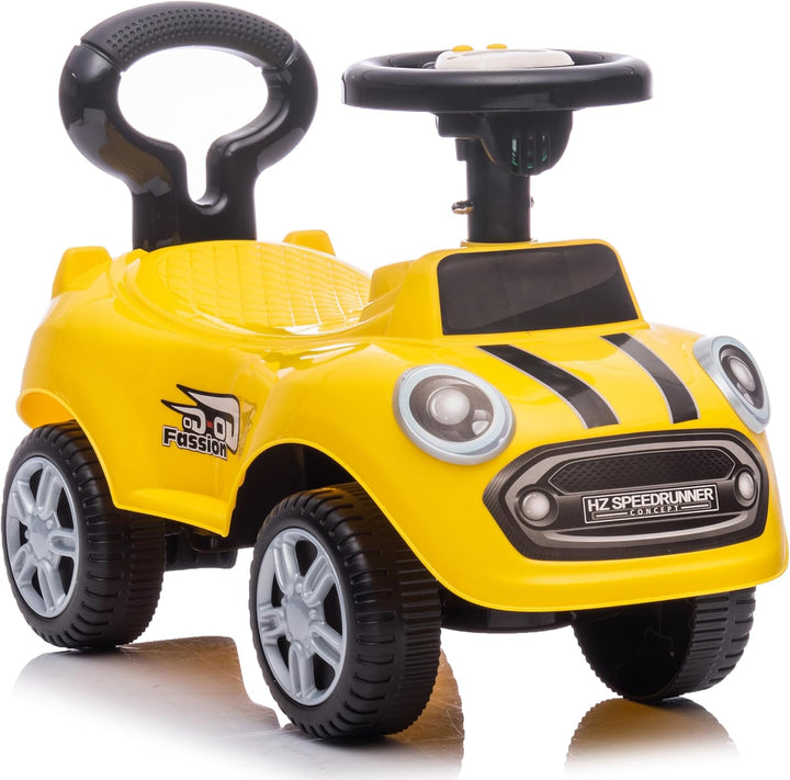 Rutschauto ab 1 Jahr, Lauflernwagen, Kinderauto Indoor, Rutschfahrzeug mit Klängen (Gelb), Gelb