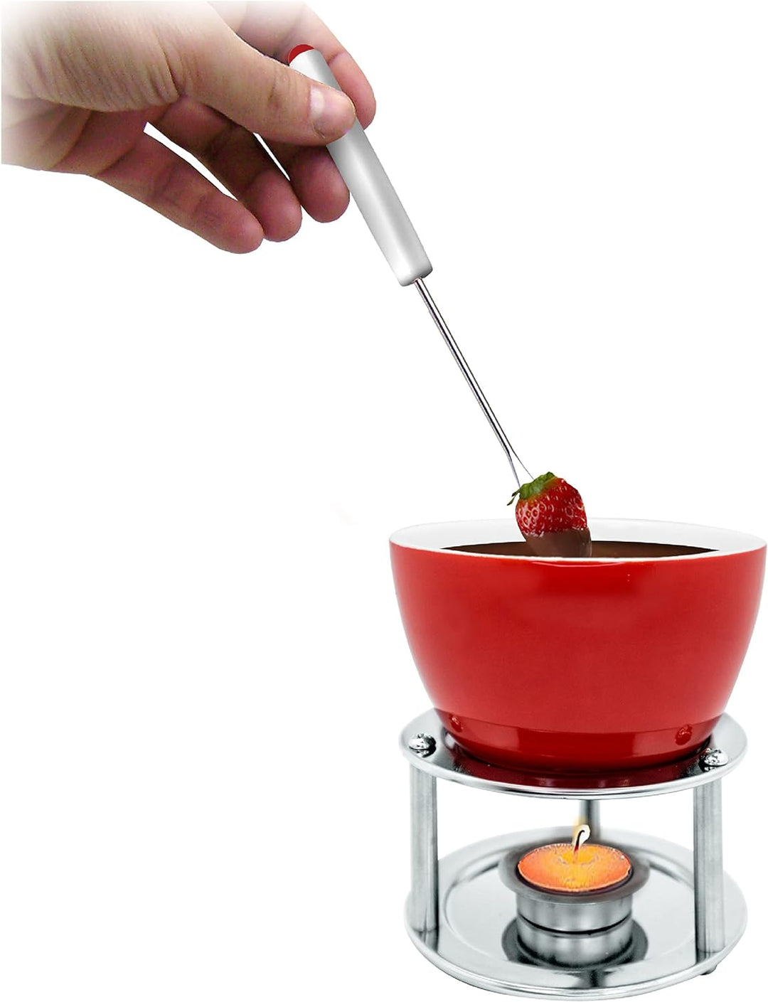 Vin Bouquet FIH 022 - Schokoladen-/Käsefondue aus Keramik, einschliesslich Teelicht und vier Spiesse