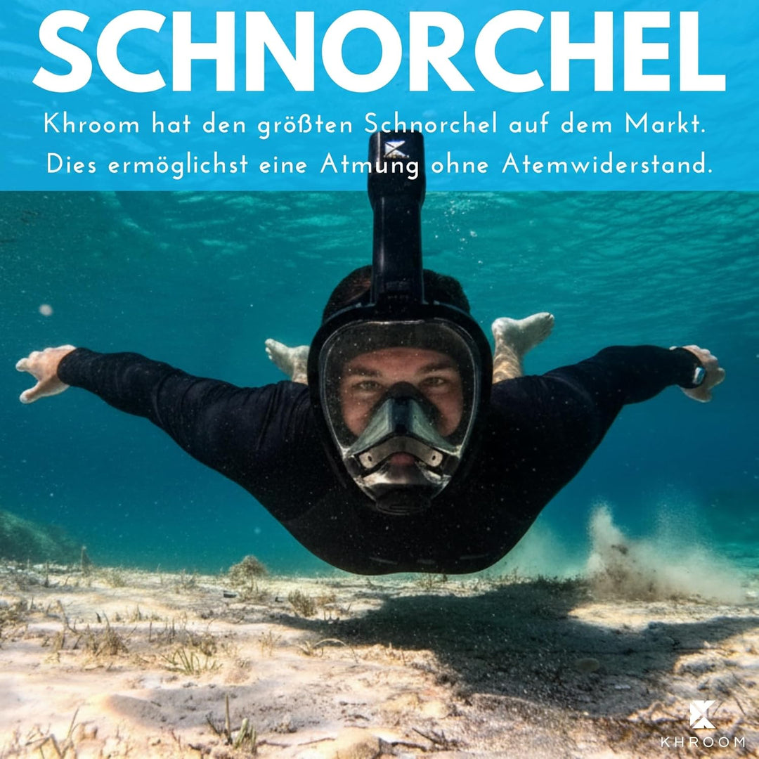 Khroom Schnorchelmaske Erwachsene Vollmaske absolut CO2 sicher | Unsere Beste Tauchermaske Seaview P