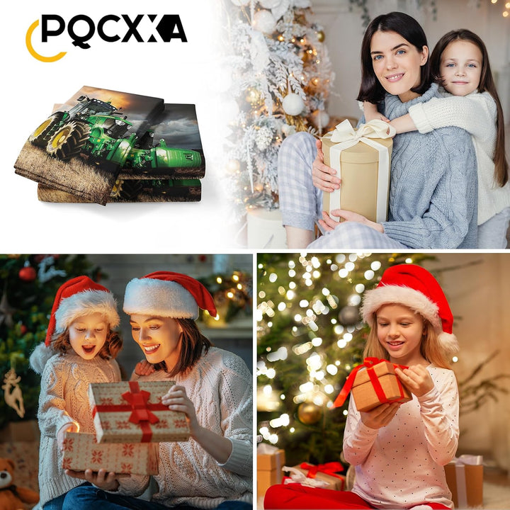 PQCXXA Traktor kinderbettwäsche 200x200cm,3-teilig Grün Traktor Bettwäsche-Set mit Reissverschluss u