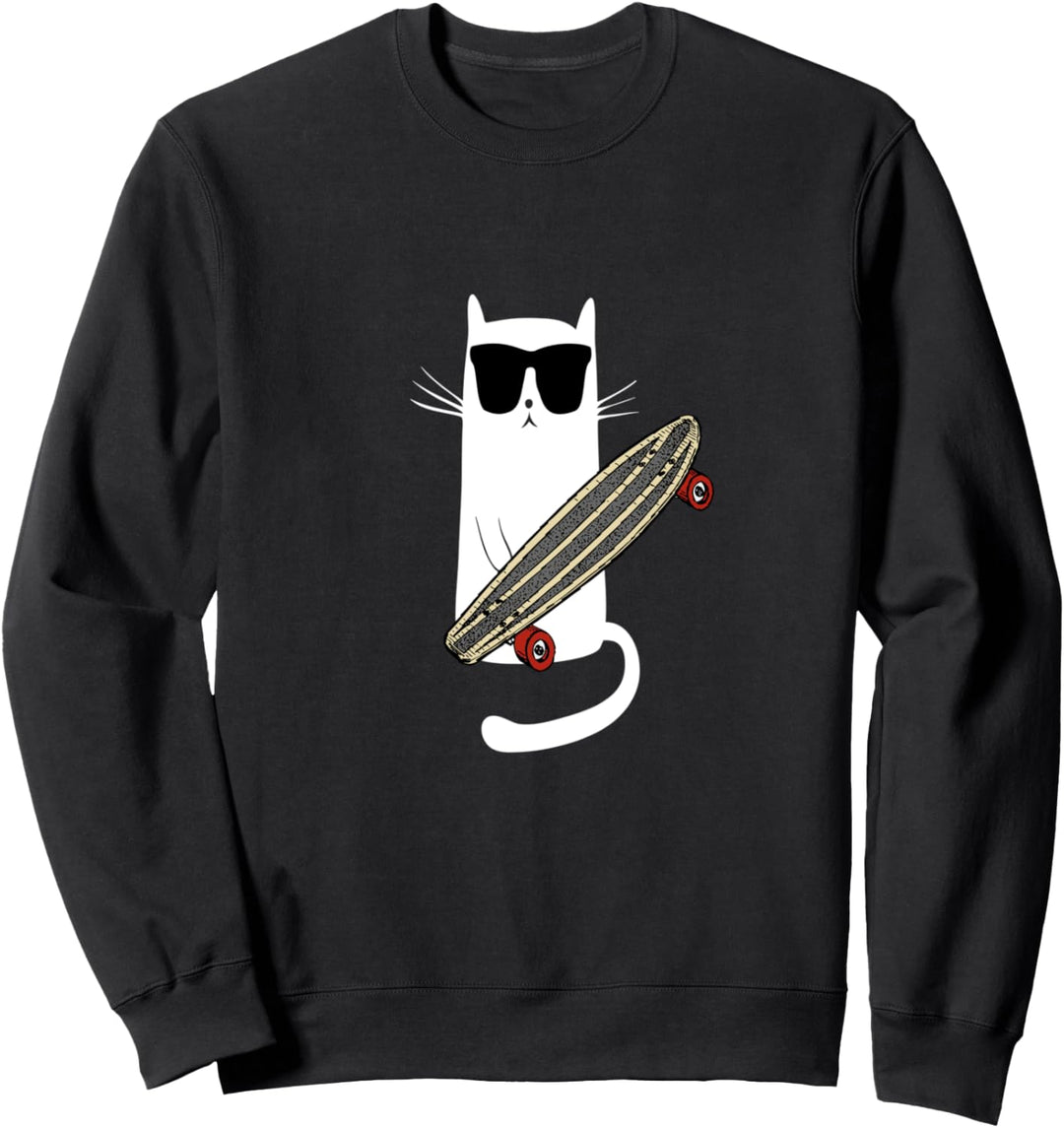 Lustige Katzen-tragende Sonnenbrillen Skateboard Sweatshirt