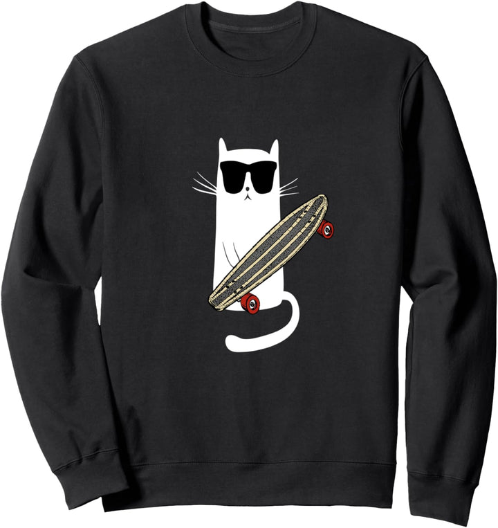 Lustige Katzen-tragende Sonnenbrillen Skateboard Sweatshirt
