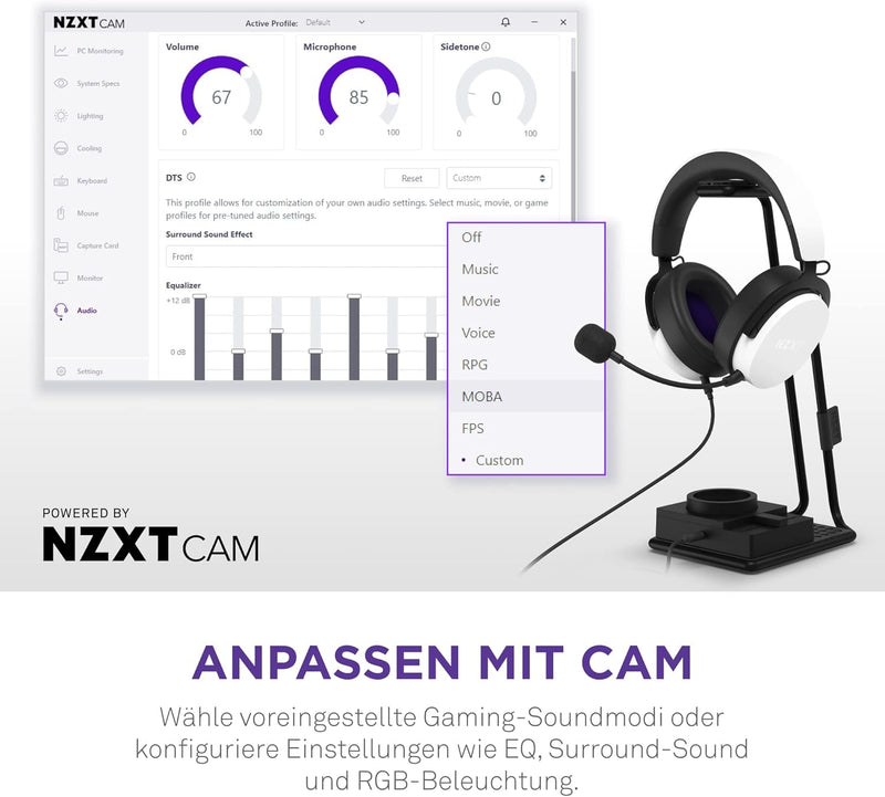 NZXT Relay SwitchMix PC-Gaming-Headset Ständer und Audiomixer – AP-USMSM-B1 - Nahtloses Umschalten z