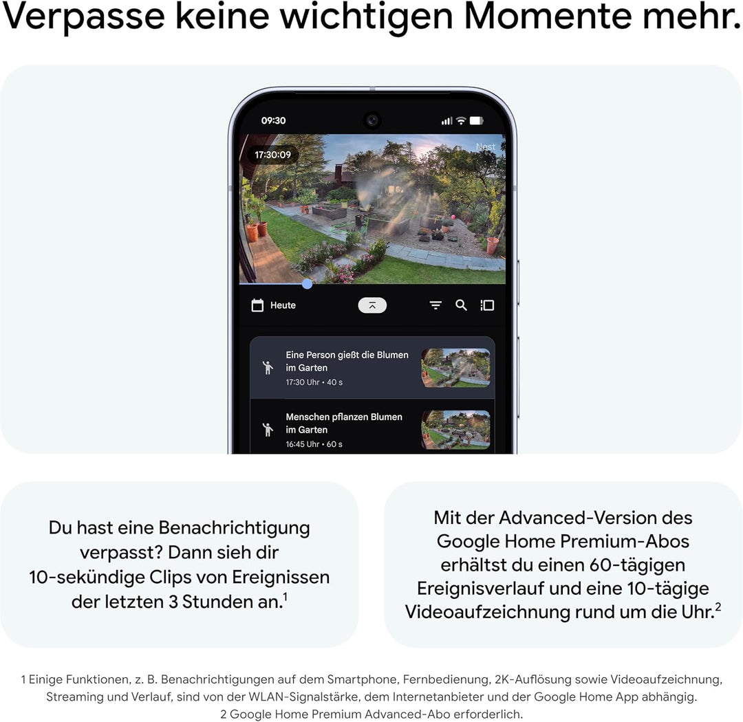 Google Nest Cam (Outdoor, mit Kabel, 2. Generation) – Sicherheitskamera für den Aussenbereich mit 2K