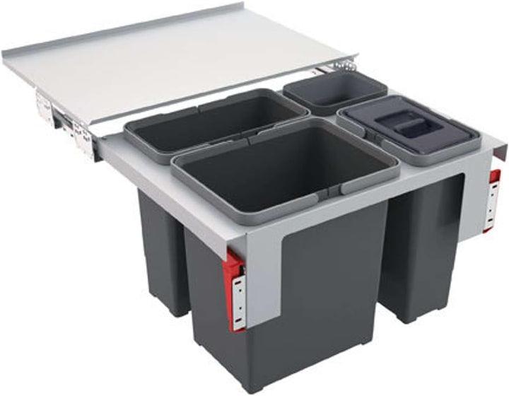 FRANKE Sorter Garbo 60-3 Abfallsorter Abfalleimer Mülleimer Abfallsammler, grau, 56,2 x 39,9 x 36 cm