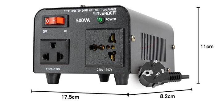 Yinleader 500VA 230V bis 110V USA Spannungswandler Ringkern-Transformator - In: 220V / Out: 110V und