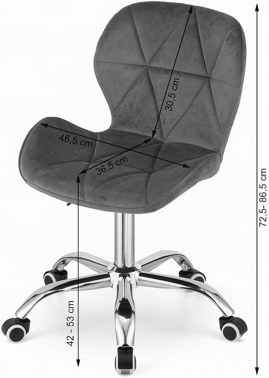 NMK HOME Drehstuhl mit Rollen - Höhenverstellbar Polsterstuhl - Home Office Samt Stuhl mit Geometris