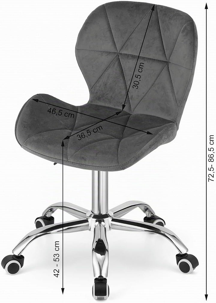 NMK HOME Drehstuhl mit Rollen - Höhenverstellbar Polsterstuhl - Home Office Samt Stuhl mit Geometris