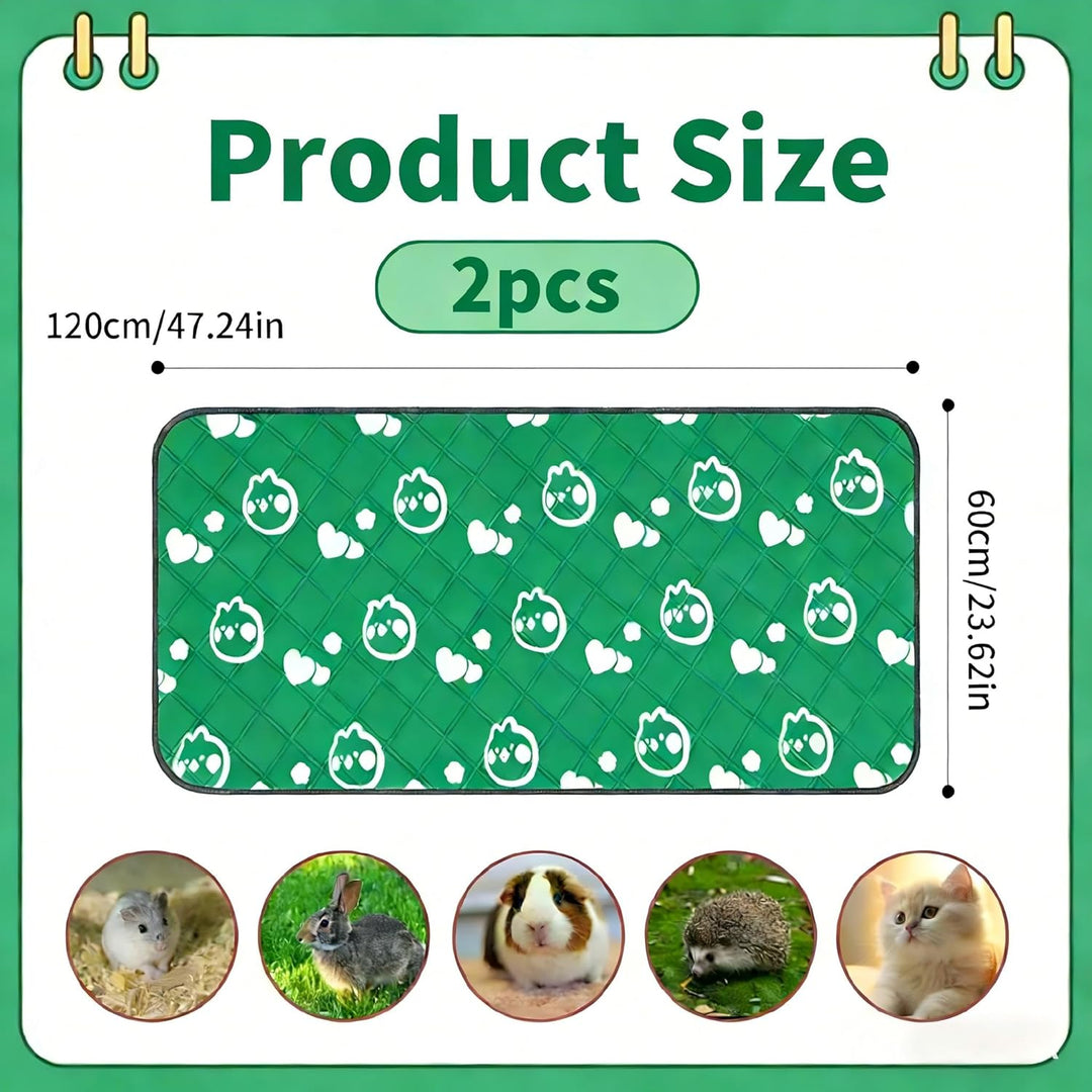 2 Stück 61x120cm Meerschweinchen Unterlage Waschbar: Pipipads Meerschweinchen, Grün, wasserdichte Su