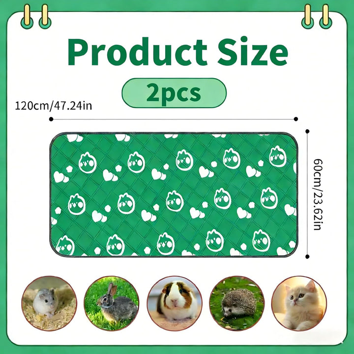 2 Stück 61x120cm Meerschweinchen Unterlage Waschbar: Pipipads Meerschweinchen, Grün, wasserdichte Su