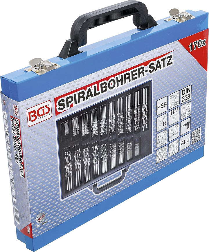 BGS 1995 | Spiralbohrer-Satz | HSS | 1 - 10 mm | 170-tlg. rollgewalzt, rollgewalzt