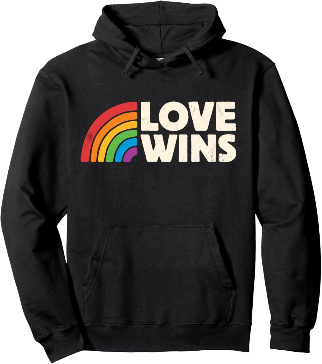 LGBTQ Love Wins Gay Pride LGBT Ally Rainbow Flag Vintage Pullover Hoodie