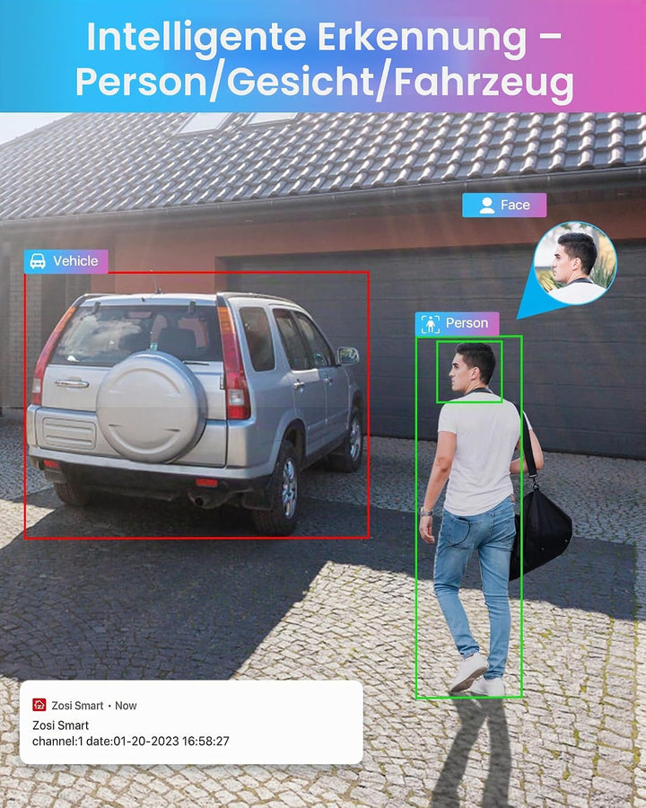 ZOSI 4K Outdoor Surveillance Camera Set, 8X 8MP PoE Outdoor Camera with Person Detection, 4TB HDD NV