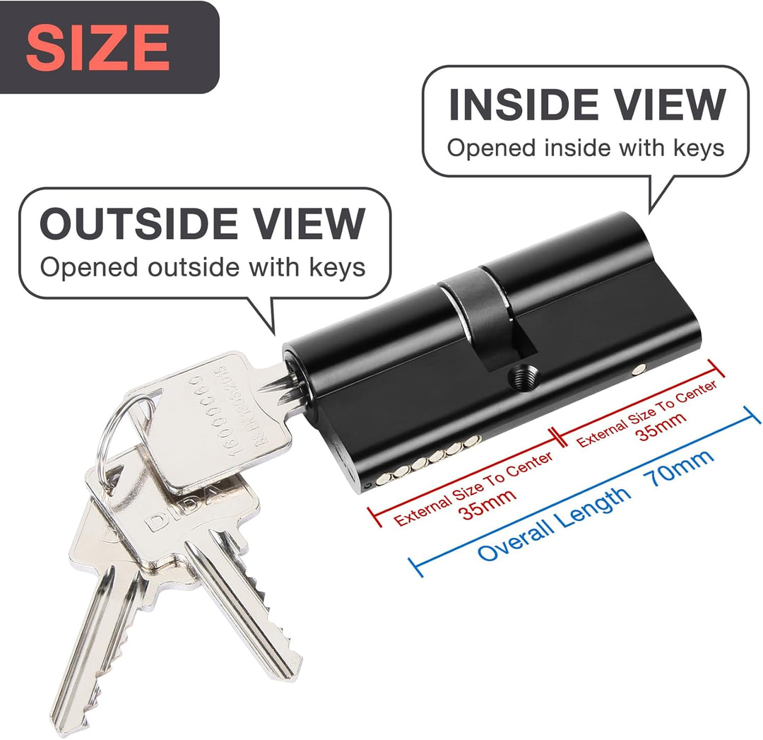DIDA® 70mm Euro Barrel Lock 35/35 Door Barrel Lock with Key UPVC Door Lock Barrel Profile Lock with