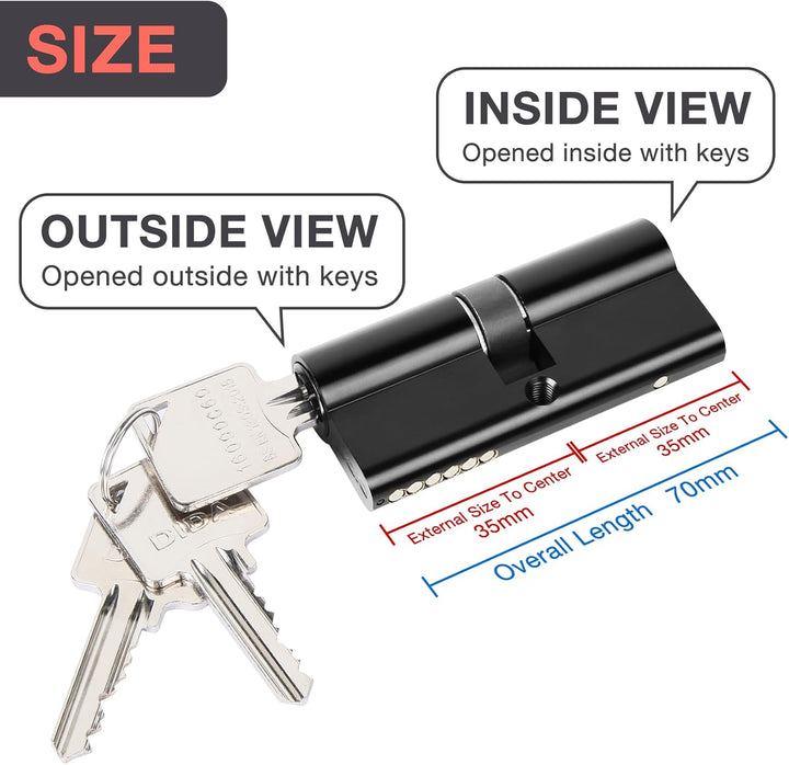 DIDA® 70mm Euro Barrel Lock 35/35 Door Barrel Lock with Key UPVC Door Lock Barrel Profile Lock with