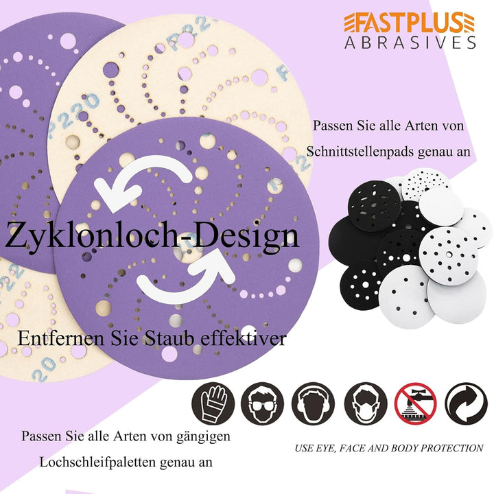 Schleifpapier 150mm Klett 50 STÜCKE 800 Körnung Klett Schleifscheiben für Karosserieanwendungen, Hol