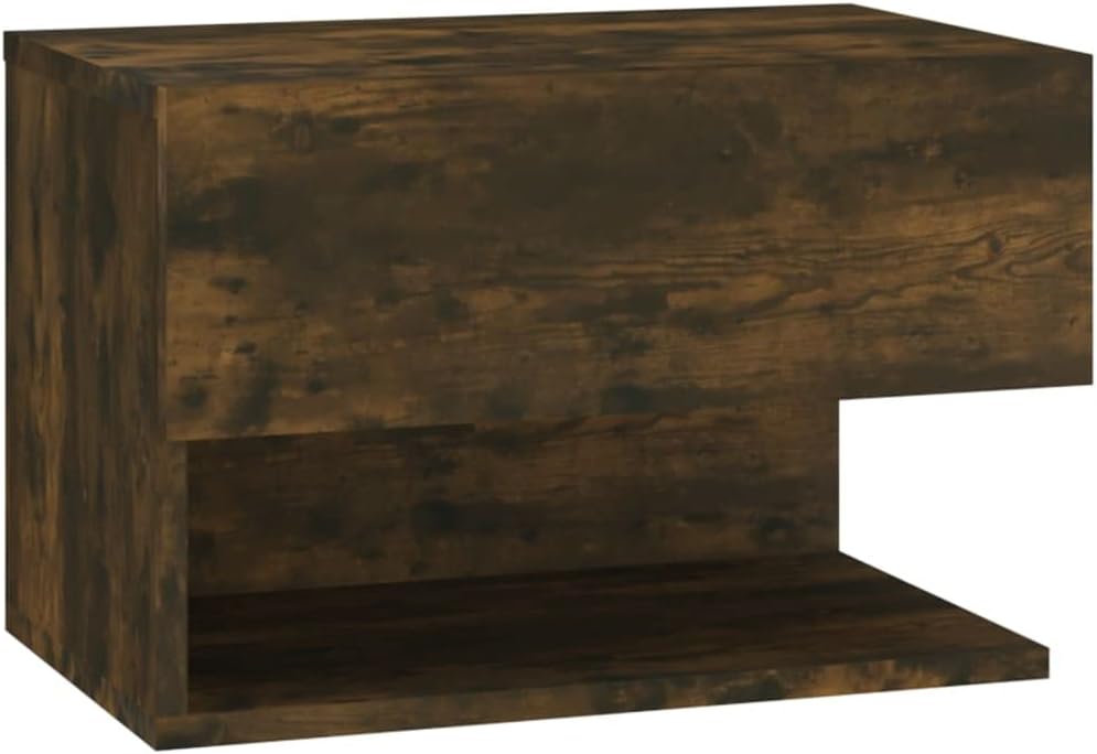 WIFESE Wand-Nachttische 2 STK. Räuchereiche Holzwerkstoff 46x29,5x30 cm Nachtschrank Nachtkästchen B