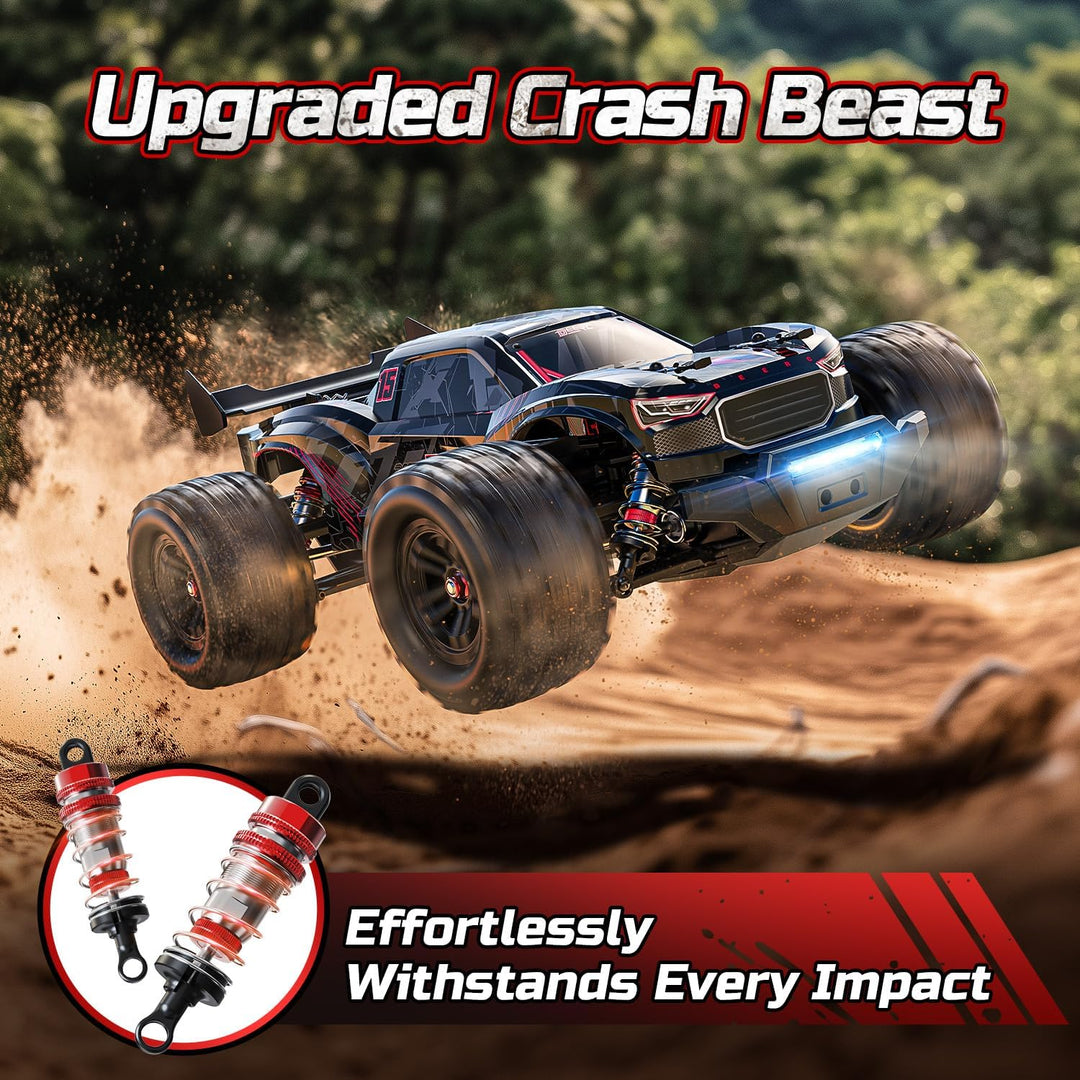 DEERC 1:14 Brushless RC Auto für Erwachsene, 46+ mph Off-Road, 2 * 3S Lipo, 4WD wasserdicht, 7 Licht