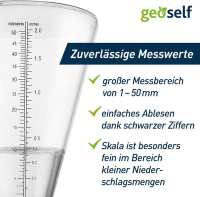 Regenmesser mit Erdspiess für den Garten – Niederschlagsmesser zum Ablesen der Regenmenge – robust u