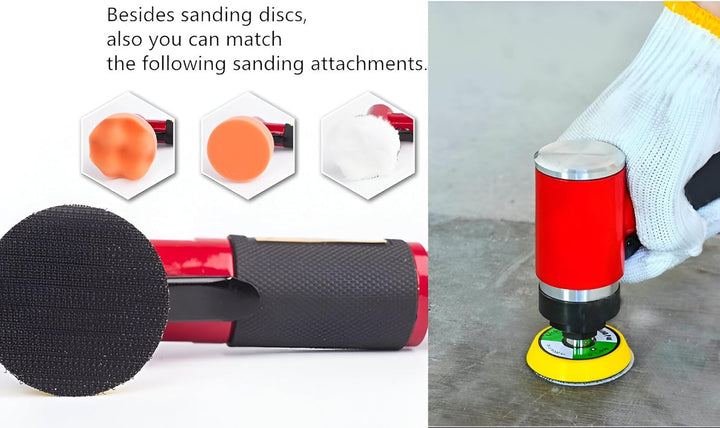 Druckluft Exzenterschleifer Winkelschleifer Polierer Mini Gerade Lang Rot mit 50mm und 75mm Schleift
