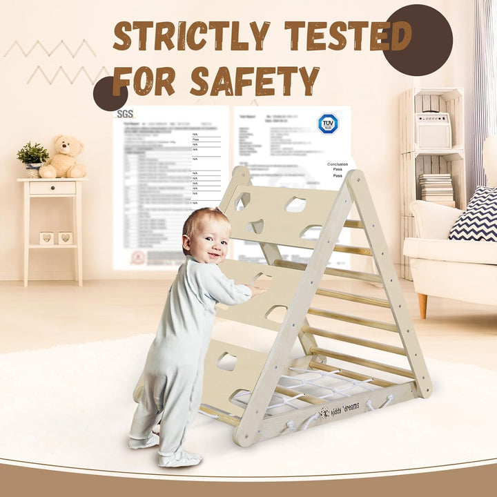 CCLIFE Kletterdreiecke mit Rutsche nach ab 1 Jahr Pikler 5 in 1 Art Holz Indoor für Babys Kinder Kle