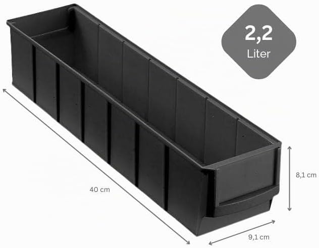 SparSet 10x Leitfähige Industriebox 400 S | HxBxT 8,1x9,1x40cm | 2,2 Liter | ESD, Sichtlagerkasten,