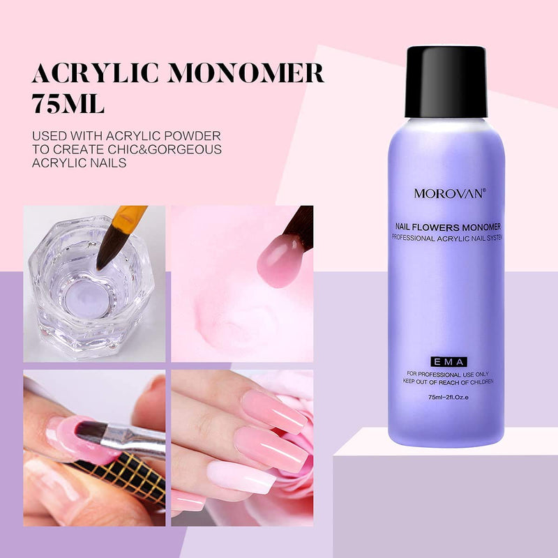 Morovan Acryl Nagelset Acryl Pulver Nails Acryl Liquid Monomer Acrylpulver und Flüssigkeit Set Für N